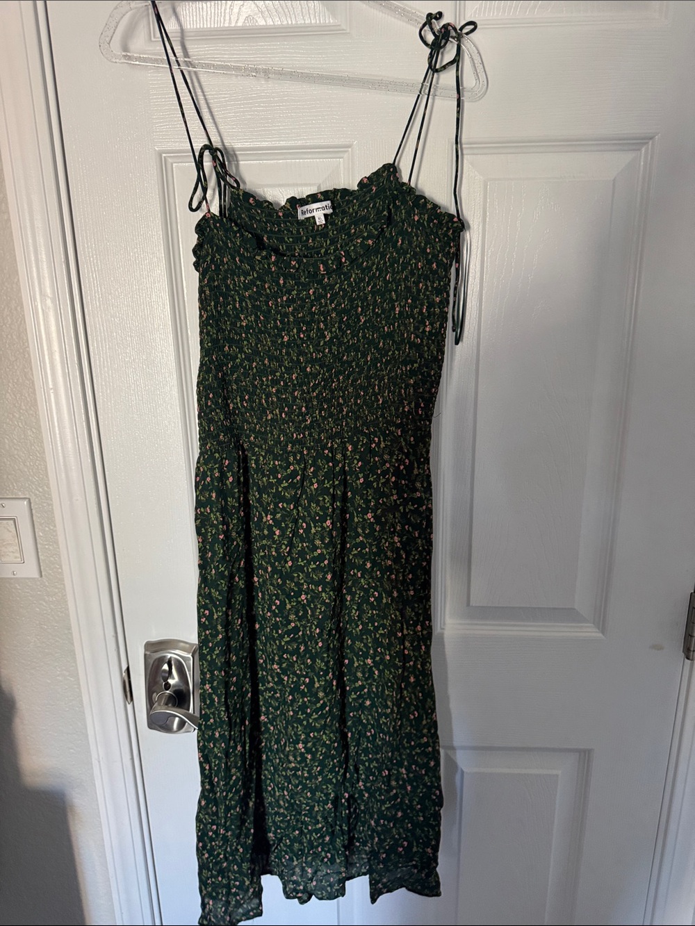 Reformation Green Floral Smocked Sundress midi - Picture 2 of 5